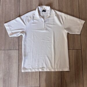Nike White Dri Fit Golf Shirt M Zip RN 56323
